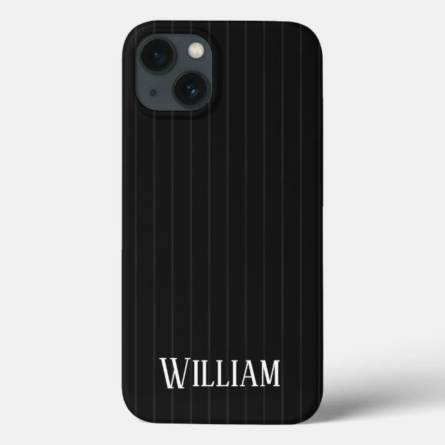 Cascas iPhone personalizadas de pinstripes pretas (Verso)