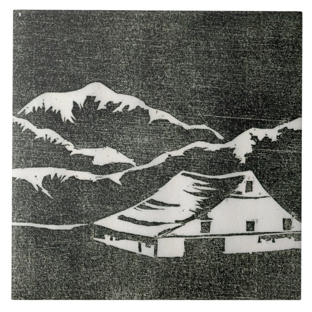 Cascata branca sobre fundo preto impressão (Frente)