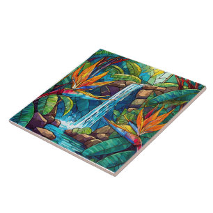 Cascata tropical e BOP Arte de vidro contida