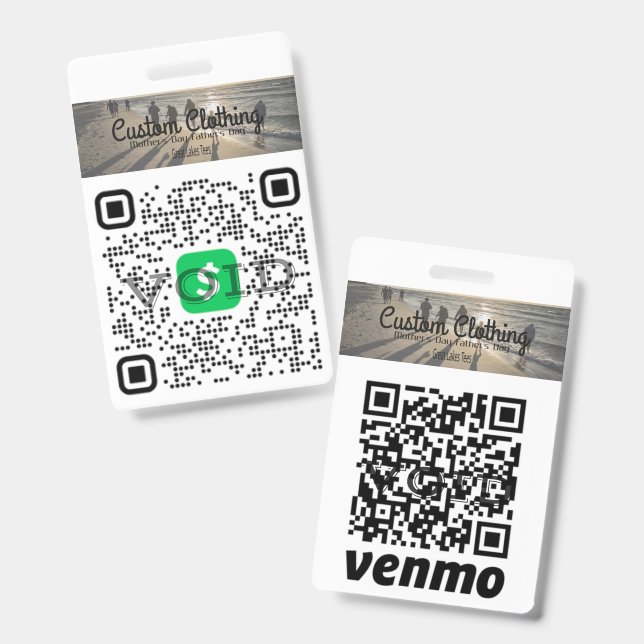 Cash App e Venmo - Crachá de Empresa de Código QR (Frente e verso)