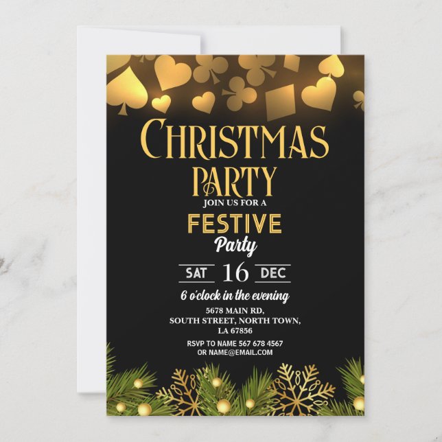 Casino de Natal Jogando Cartões Dourados Pretos Fe (Frente)