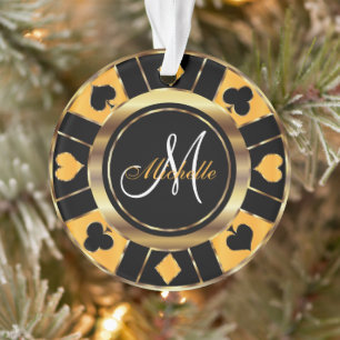 Casino Poker Monograma Chip - Ornamento Amarelo