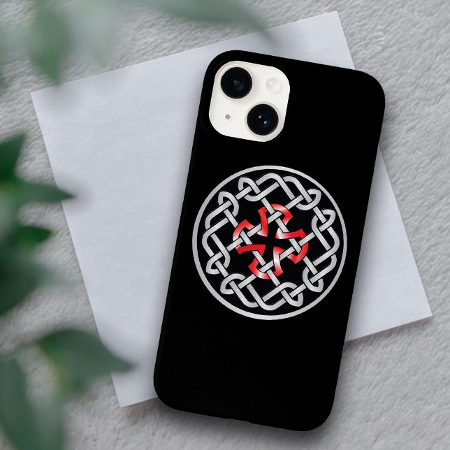 Caso Celtic Knot Red Metallic iPhone 14 (Criador carregado)
