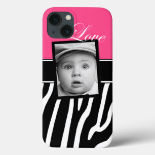 Caso cor-de-rosa do iPad da foto da zebra