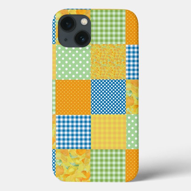 Caso Daffodils iPad Mini, Campo Faux-Patchwork (Verso)