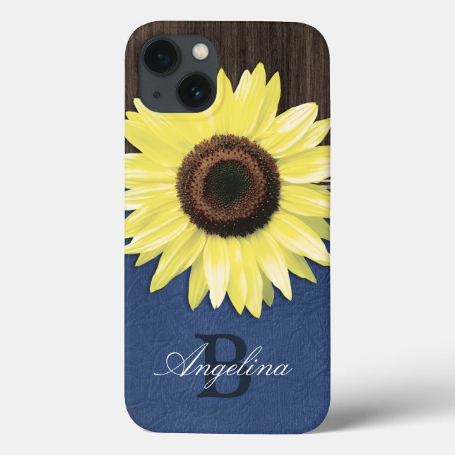Caso de Ar iPad Personalizado Rustic Sunflower Blu (Verso)