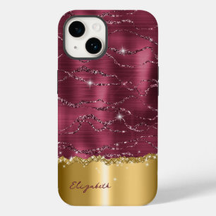 Caso de Monograma de Faux Glitter Dourado Moderno