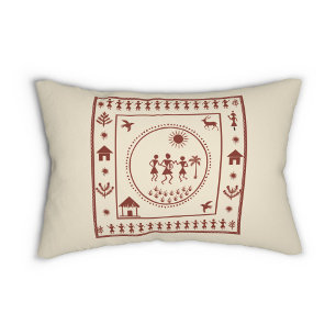 Caso de Travesseiro de Arte de Warli Tradicional