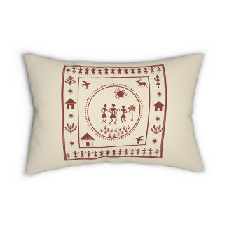 Caso de Travesseiro de Arte de Warli Tradicional