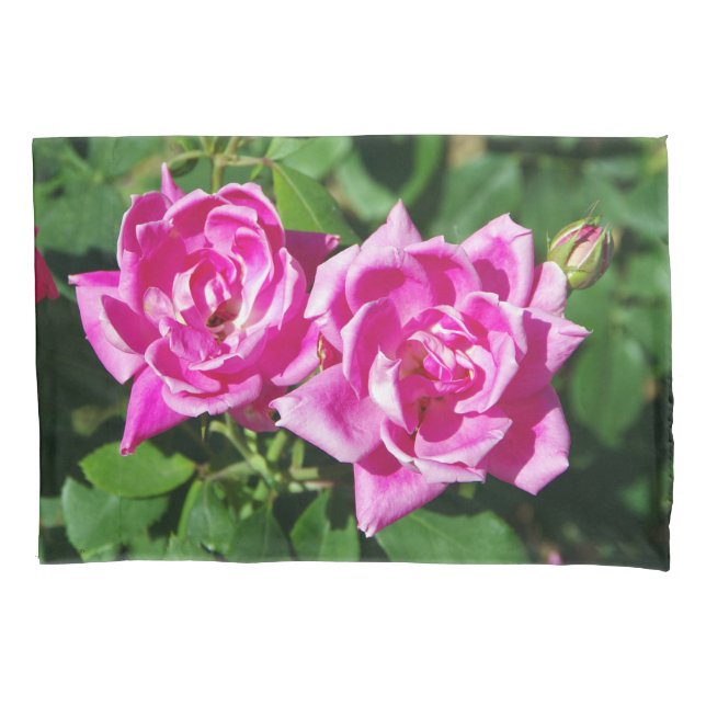 Caso de travesseiro de Duas Rosas Rosa (Frente)
