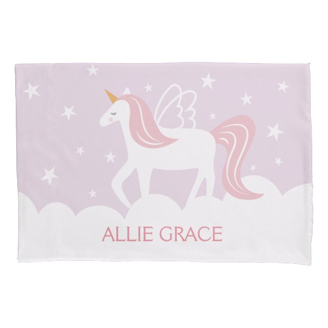 Caso de Travesseiro Pastel Unicorn Personalizado (Frente)