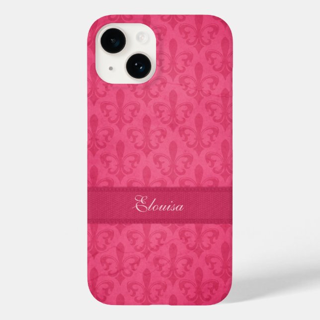 Caso denominado Fleur de Lis damask pink iphone 6 (Verso)