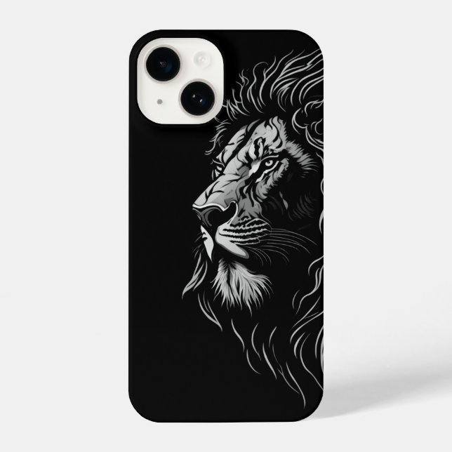Caso do Face iPhone 14 do Majestdoméstico Lion (Verso)