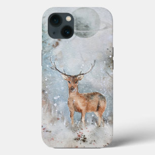 Caso do iPhone 13 com veado e planeta pintados