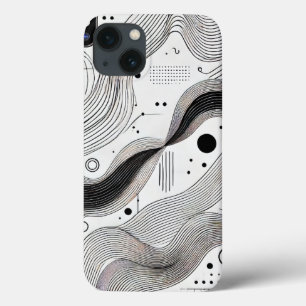 Caso do iPhone 13 da Linha Branca Mínima Preta