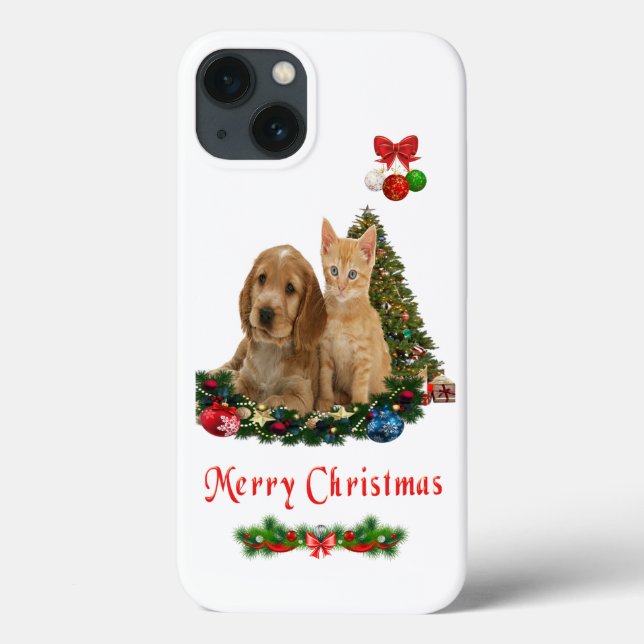 Caso do iPhone 13 de papoila e gatinho (Verso)