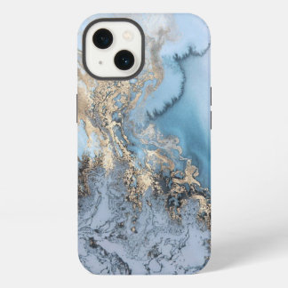 Caso do iPhone 6/6 do Marble Azul-Claro e Dourado