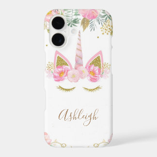 Caso do iPhone X do Monograma da Unicorn Girl
