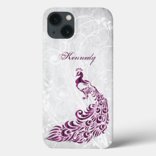 Caso do iPhone X Personalizado Magenta Peacock