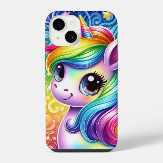Caso do Rainbow baby unicorn iphone 14 (Verso)