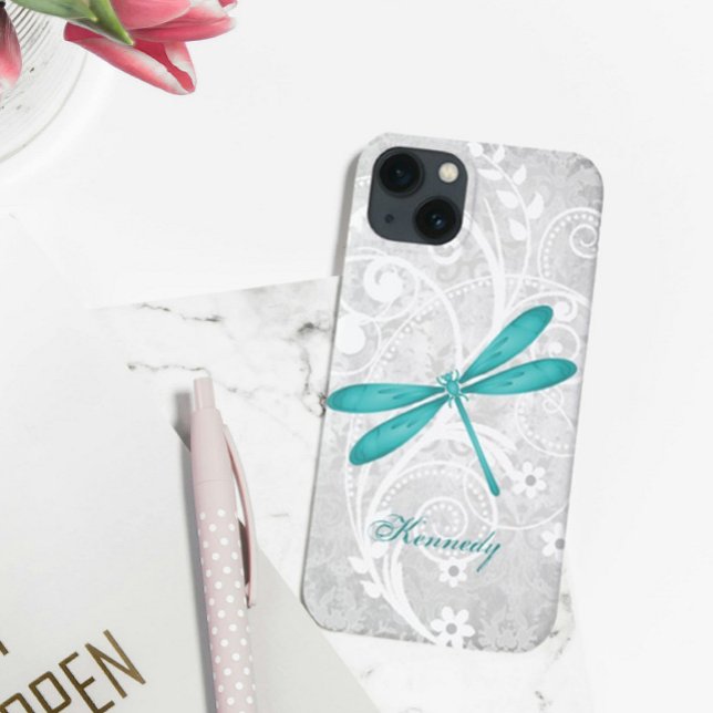 Caso do Teal Dragonfly Personalizado iPhone X (Teal Dragonfly Personalized iPhone Case)
