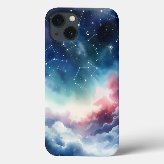 Caso Dreamlike Watercolor Night Sky iPhone 13 (Verso)