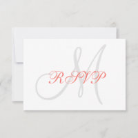 Caso Elegante Cinza Coral Monograma Casado RSVP