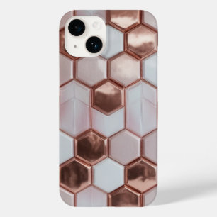 Caso Elegante de iPhone 16 Plus Geométrico Dourado