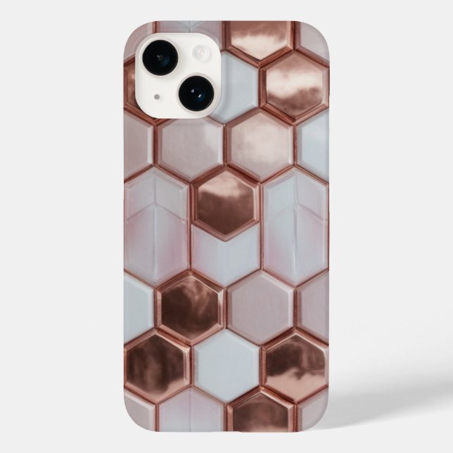 Caso Elegante de iPhone 16 Plus Geométrico Dourado (Verso)