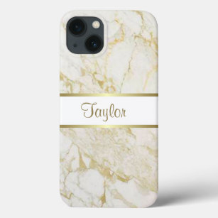 Caso Elegante Dourado e White Marble iPhone 13