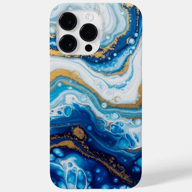 Caso Elegante Fluid Art iPhone 16 - Abstrato Blue (Verso)