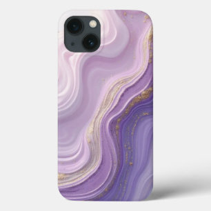 Caso Elegante Roxo e Ondas Douradas iPhone 13 - Dr