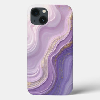 Caso Elegante Roxo e Ondas Douradas iPhone 13 - Dr