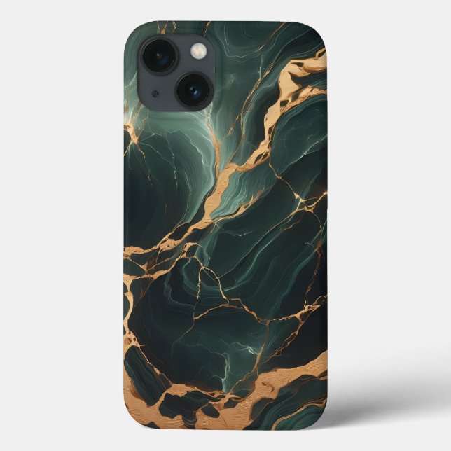 Caso Emerald Green Marble iPhone 13 (Verso)