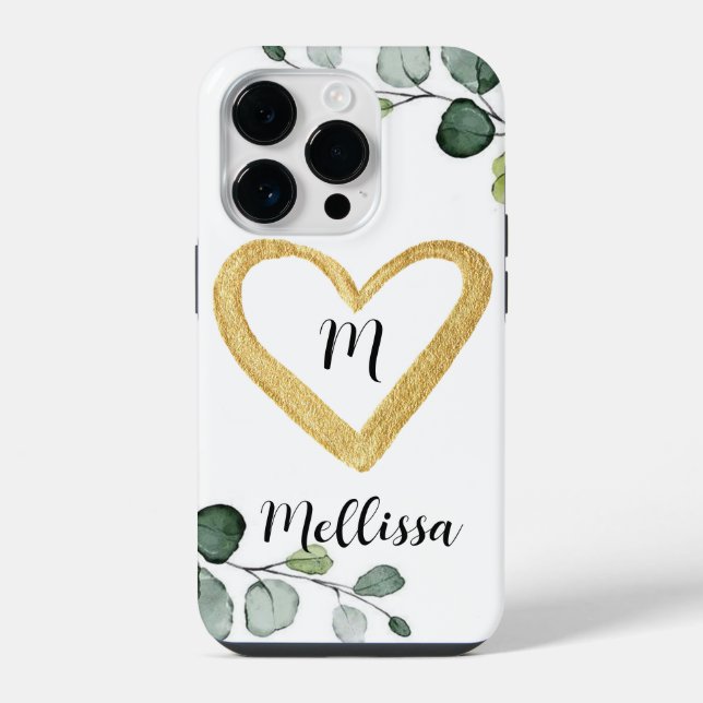 Caso Eucalyptus Monogramed iPhone 14 Pro (Verso)