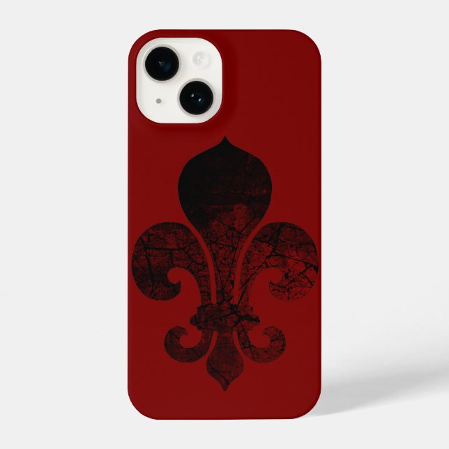 Caso Fleur De Lis Cracking Red iPhone 14 (Verso)