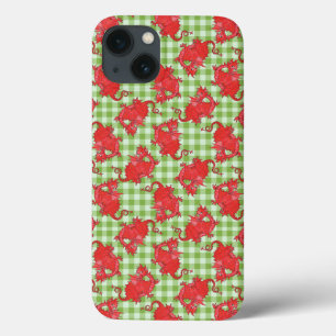 Caso iPad Air : Dragões Vermelhos em Gingham Verde