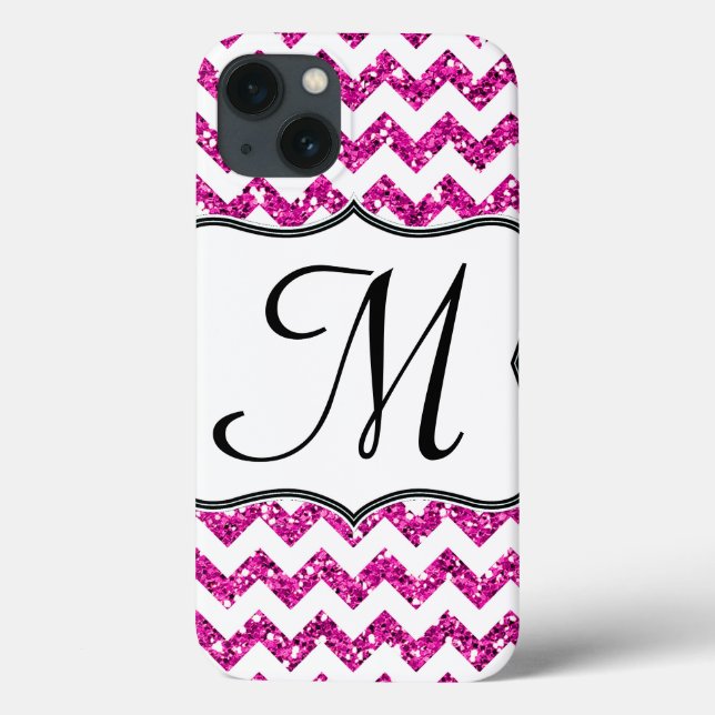 Caso IPAD de Glitt Moderno Chevron Girly Monograma (Verso)