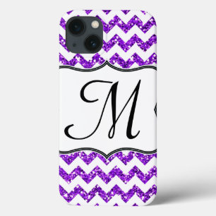 Caso IPAD do Modern Purple Chevron Girly Monograma