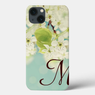Caso IPAD do Monograma da Flor Blossom Branco