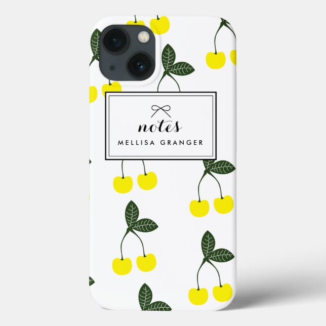 Caso iPad Personalizado Padrão de Cerejas Amarelas (Verso)
