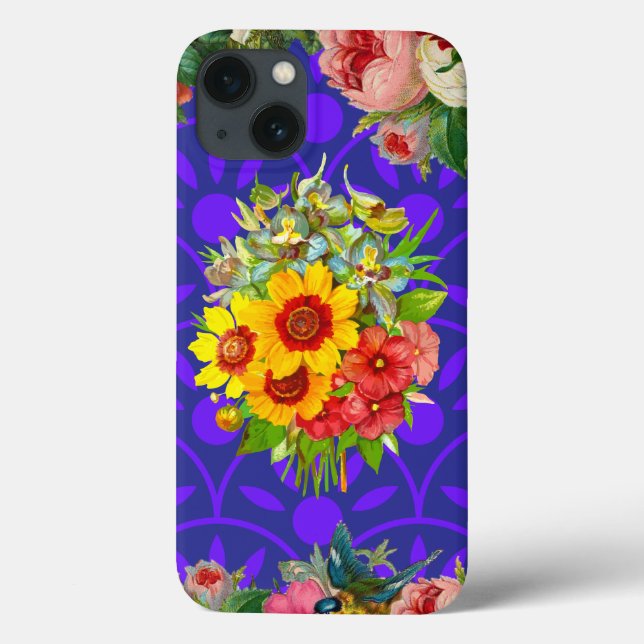 Caso iPhone 13 Monograma Personalizado, Matriz Flo (Verso)