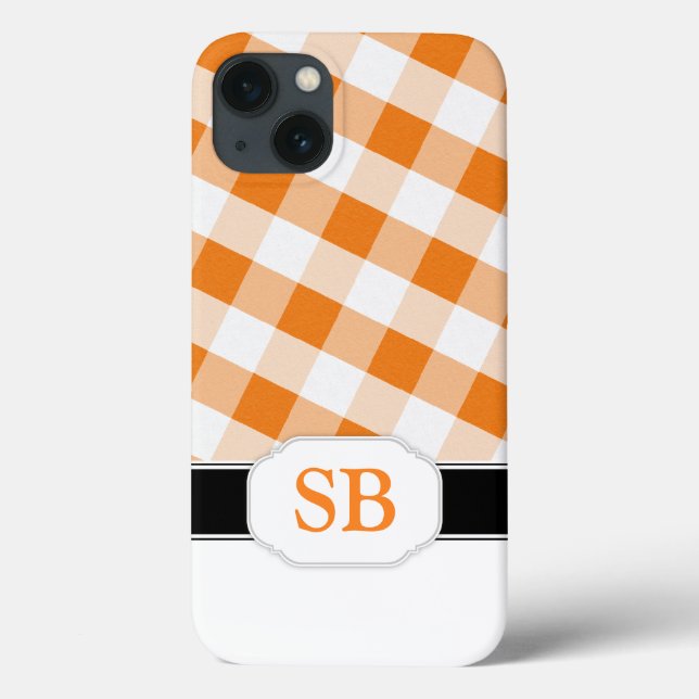 Caso Laranja Gingham Monograma Case-Mate iPad 2/3/ (Verso)