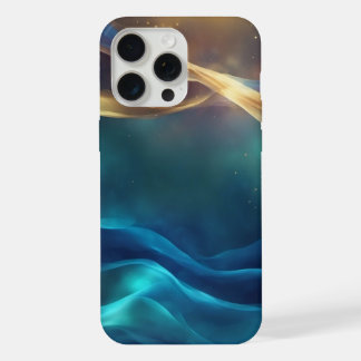 Caso Máx. Elegante de iPhone 15 Pro Dourado e Teal