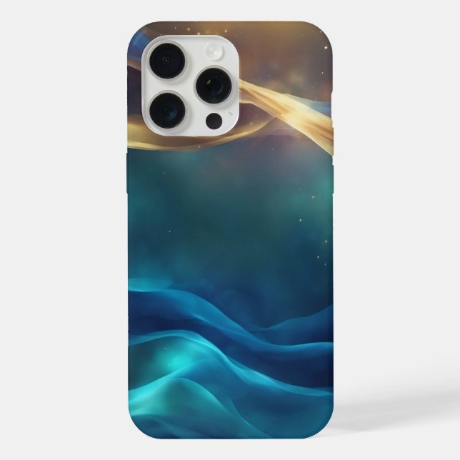 Caso Máx. Elegante de iPhone 15 Pro Dourado e Teal (Verso)