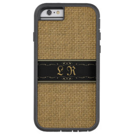 Caso Monograma Personalizado do iPhone 6 Burlap do