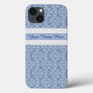 Caso Personalizado do Indigo Floral Faux Lace iPho