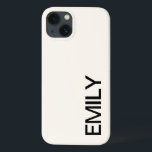 Caso Personalizado iPhone 13 Brancos Moderno Perso<br><div class="desc">Minúsculo preto e branco personalizado no iPhone 13. Capas de iphone personalizada com nome.</div>
