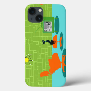 Caso retro do iPhone 6 do gatinho da era espacial