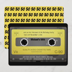 Cassete de fita RETRO Convite para 50º 70 QUALQUE